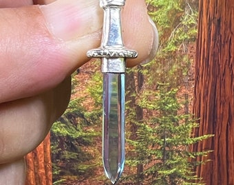 Aqua Aura Crystal Sterling Silver Swords of Stone Pendant SOS2015 Take Up The Sword, Cut Through All The Darkness In Your Life