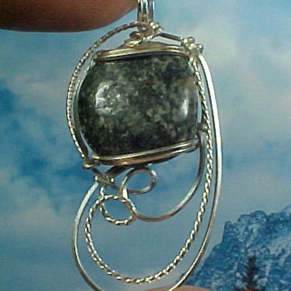 Preseli Bluestone Sterling Silver Wire Art Pendant 103 Incomparable for Awakening Avalon, Druid, Stonehenge, Merlin and Arthurian Energies