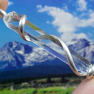 Peruvian Needle Crystal Wand Sterling Spiral Pendant PSP112 Awakening and Pursuing Ancient Quechua & Sacred Inca Ways