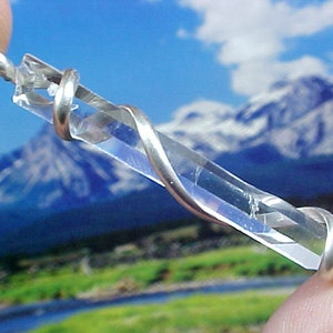 Peruvian Needle Crystal Wand Sterling Spiral Pendant PSP107 Awakening and Pursuing Ancient Quechua & Sacred Inca Ways