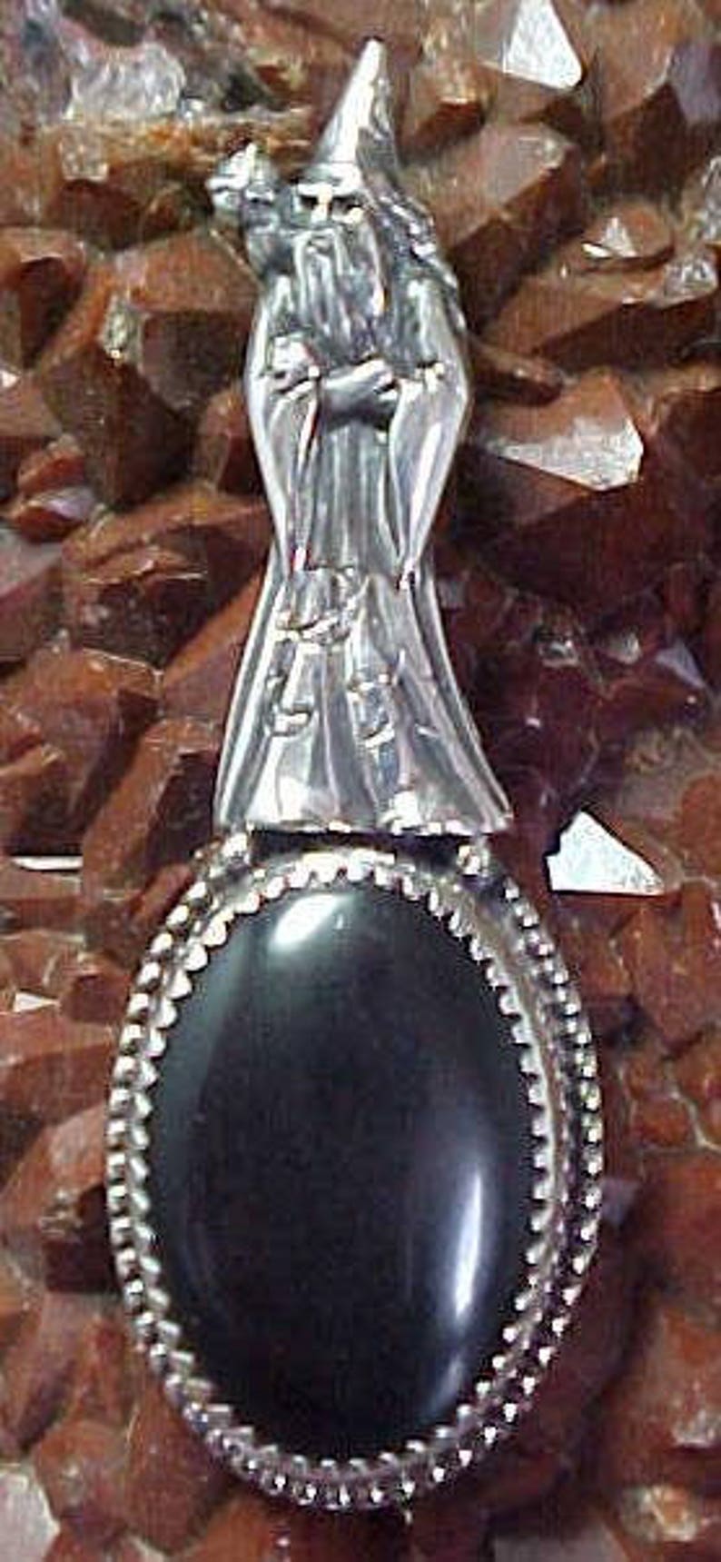 Sterling Silver Wizard Black Jade Pendant Release Suppressed Emotions And Excess Baggage 003