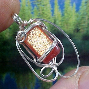 Sunstone Sterling Wire Art Pendant Superb for Removing Unwanted Energies and Chords from the Aura Surrounding Them with Love wa012