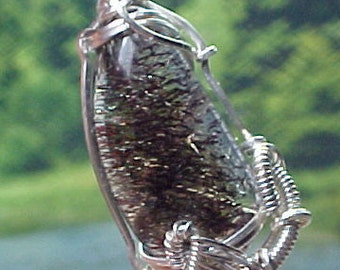 Sacred Seven Agape Crystal Sterling Wire Art Pendant With Super Fine Mineral Inclusions An Out-Pouring Of Unconditional Love lw004