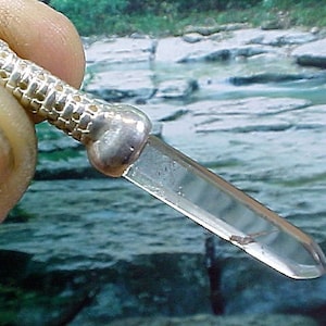 Smokey Quartz Crystal Katana Sterling Swords of Stone Pendant sos025