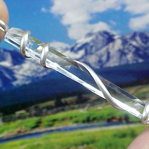 Peruvian Needle Crystal Wand Sterling Spiral Pendant PSP121 Awakening and Pursuing Ancient Quechua & Sacred Inca Ways