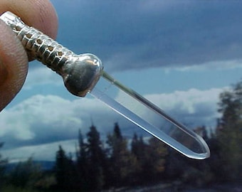 Clear Quartz Crystal Katana Sterling Swords of Stone Pendant sos014