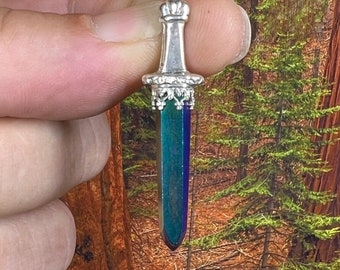 Rainbow Aura Blade Sterling Silver Swords of Stone Pendant SOS2003 Take Up The Sword, Cut Through All The Darkness In Your Life