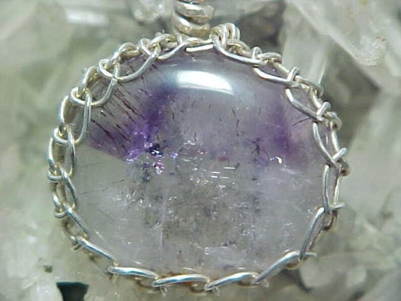 Sacred Seven Agape Crystal Lacy Silver Wire Art Pendant With Super Fine Minerals 005 image 2