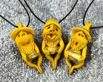 Back From The Mines, Crystal Miner Gnome or Troll Clay Pendant or Focal Beads