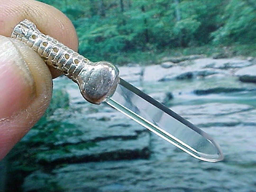 Clear Quartz Crystal Katana Sterling Swords of Stone Pendant sos014