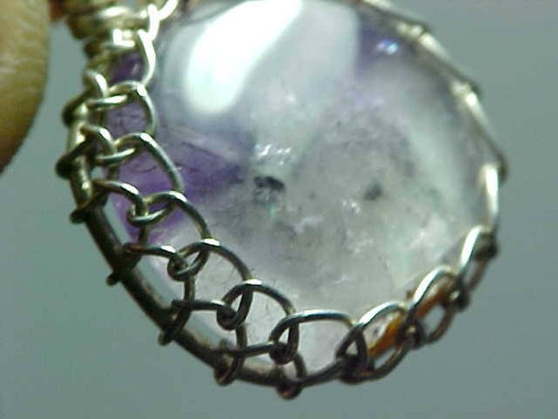 Sacred Seven Agape Crystal Lacy Silver Wire Art Pendant With Super Fine Minerals 005 image 3