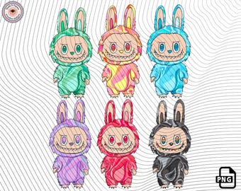 Labubu PNG Bundle | 10 Cute Cartoon Character Clipart Files | Digital Download | Transparent Background | Sublimation & Sticker Designs