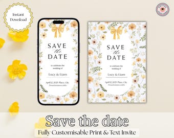 Modello Save the Date – Annuncio di matrimonio modificabile – Download immediato – Invito moderno stampabile – Biglietto Save the Date fai da te