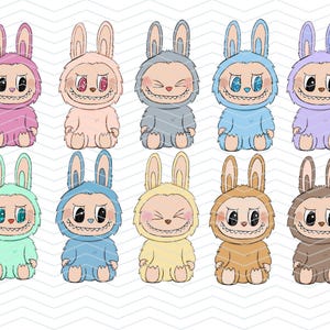 Labubu PNG Bundle | 10 Cute Cartoon Character Clipart Files | Digital Download | Transparent Background | Sublimation & Sticker Designs