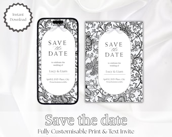 Modello Save the Date – Annuncio di matrimonio modificabile – Download immediato – Invito moderno stampabile – Biglietto Save the Date fai da te