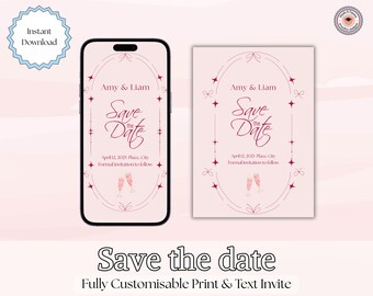 Modello digitale modificabile per Save the Date - Invito elettronico per matrimonio, Save the Date moderno via email, Download immediato, Annuncio fai da te, Modello Canva