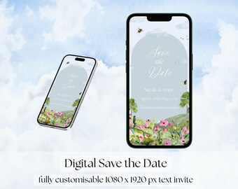 Invito modificabile "Save the Date" / Modello digitale per telefono e stampa / Download immediato / Invito di nozze fai da te / Modello Canva