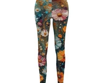 Vintage legging met madeliefjesbloemen | All-over print