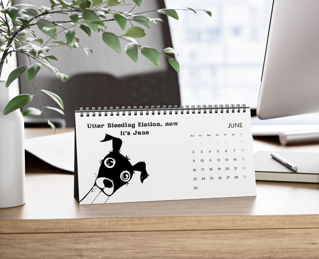 Sarcastic Fucking Optimism Dog Desk Calendar 2025,swear Calendar,dog