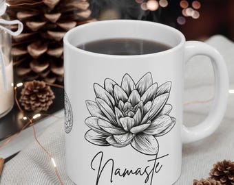 ナマステマグ、瞑想コーヒーマグ、ヨガ愛好家へのギフト、面白いマグ、同僚へのギフト、瞑想マグ、瞑想マグ、ホリスティックカップ、彼女へのギフト、彼へのギフト