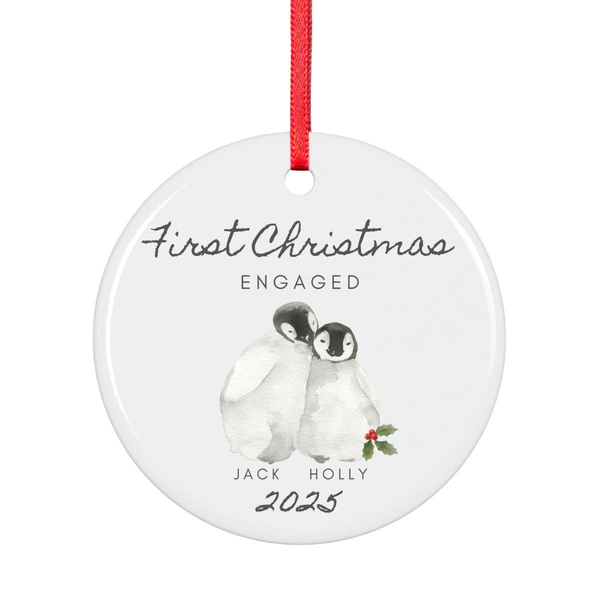 婚約した最初のクリスマス、2025年、ペンギンのクリスマスオーナメント