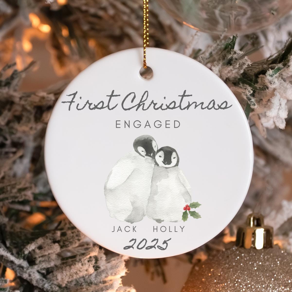 婚約した最初のクリスマス、2025年、ペンギンのクリスマスオーナメント