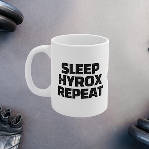 Schlaf Hyrox Wiederholung Becher, Geschenk, Hyrox Kaffeetasse, Hyrox Workout Becher, Fitness-Enthusiast Geschenk, HYROX-Enthusiast, Fitness Geschenk für ihn, Hyrox Geburtstag