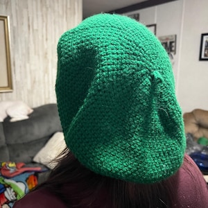 Green Hand Crocheted Oversized Beret