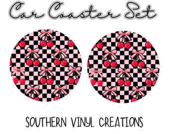 Cherry Car Coaster Set