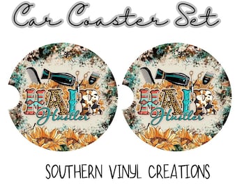 Hair Hustler Car Coaster Set