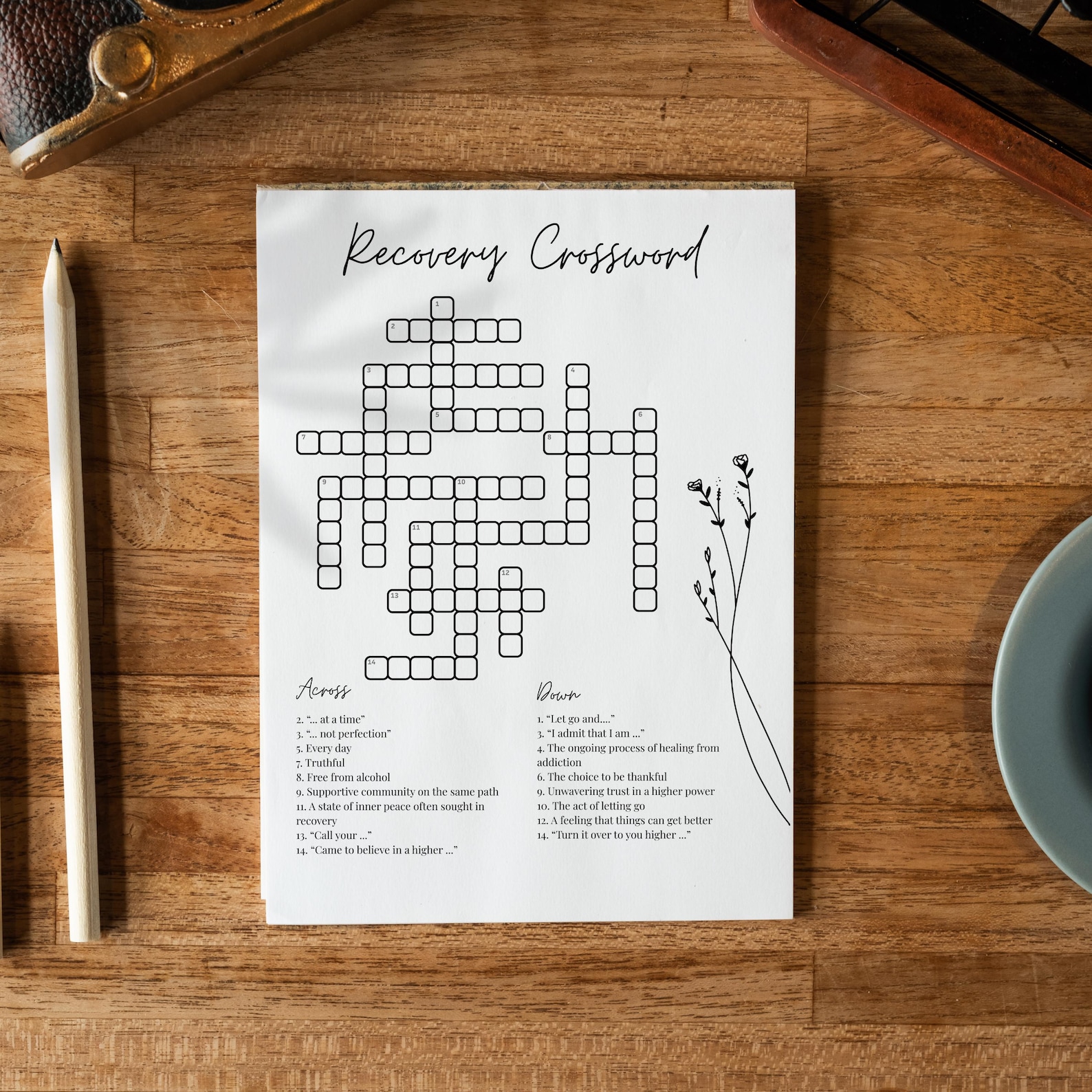 Recovery Puzz Less Recovery Crossword Game + Answer Key | 12 Steps Recovery Boredom Buster ...