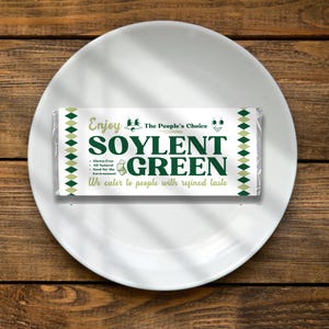 Soylent Green Candy Bar Wrapper Printable | Retro Sci-Fi Party Favor | Halloween Prop Download