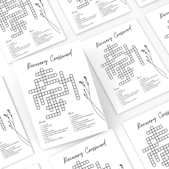 Recovery crossword game + answer key | 12 steps recovery boredom ...