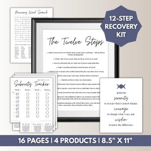 Sobriety Printables Bundle: 12 Steps, Serenity Prayer (Digital Download)