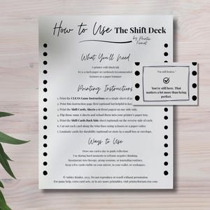 The Shift Deck – Self Esteem Therapy Game | 52 Printable Emotional Reframe Cards | Mental Health PDF for Journaling or Group Work