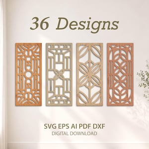 36 Geometric Panels SVG, CNC Door Design, screens partitions, Laser Cut DXF