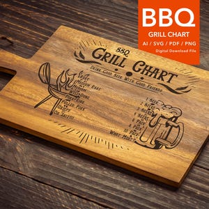 Gráfico de parrilla de barbacoa archivo svg/ Grillmaster/ Tabla de cortar SVG/ Cricut/ Cortar archivos/ Temporizador de barbacoa Archivo SVG/ Tabla de cortar divertida