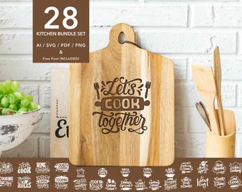 Laser Cut Kitchen Bundle SVG | CNC Files | Engraving SVG Design | Laser Cooking Bundle