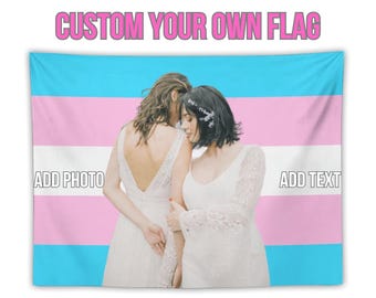 Custom Transgender Pride Flag Tapestry: Personalized Your Photo & Text