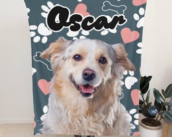 Custom Pet Photo Flannel Blanket – Personalized Dog & Cat Throw