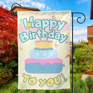 Custom Happy Birthday Garden Flag, Personalized Birthday Flag for Yard, Garden, or Gifts, Fun Birthday Outdoor Decor, Birthday Gift