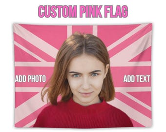 Custom Pink Union Jack Tapestry: Personalized Photo British Flag Decor