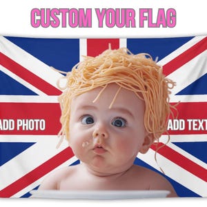 Custom Photo Union Jack Flag Tapestry: Personalized Photo UK Banner