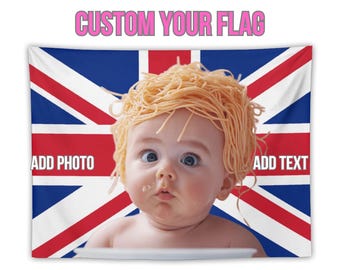 Custom Pink Union Jack Flag Tapestry: Personalized Photo UK Banner