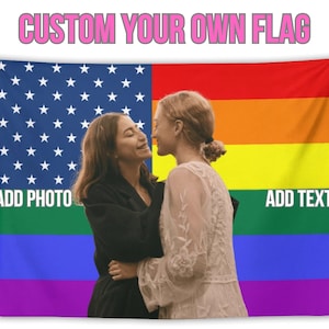 Custom LGBTQ+ Pride Flag Tapestry: Personalized Photo & Text
