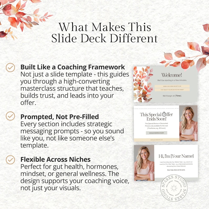 Webinar Slide Deck for Health & Wellness Coaches - Canva Masterclass Template for Online Workshops, Coaching, Courses Presentations Webinars