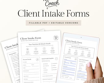 Client Intake Form for Nutrition Coaches | Editable Canva Template + Fillable PDF | Health Coach Forms | New Client Intake Questionnaire