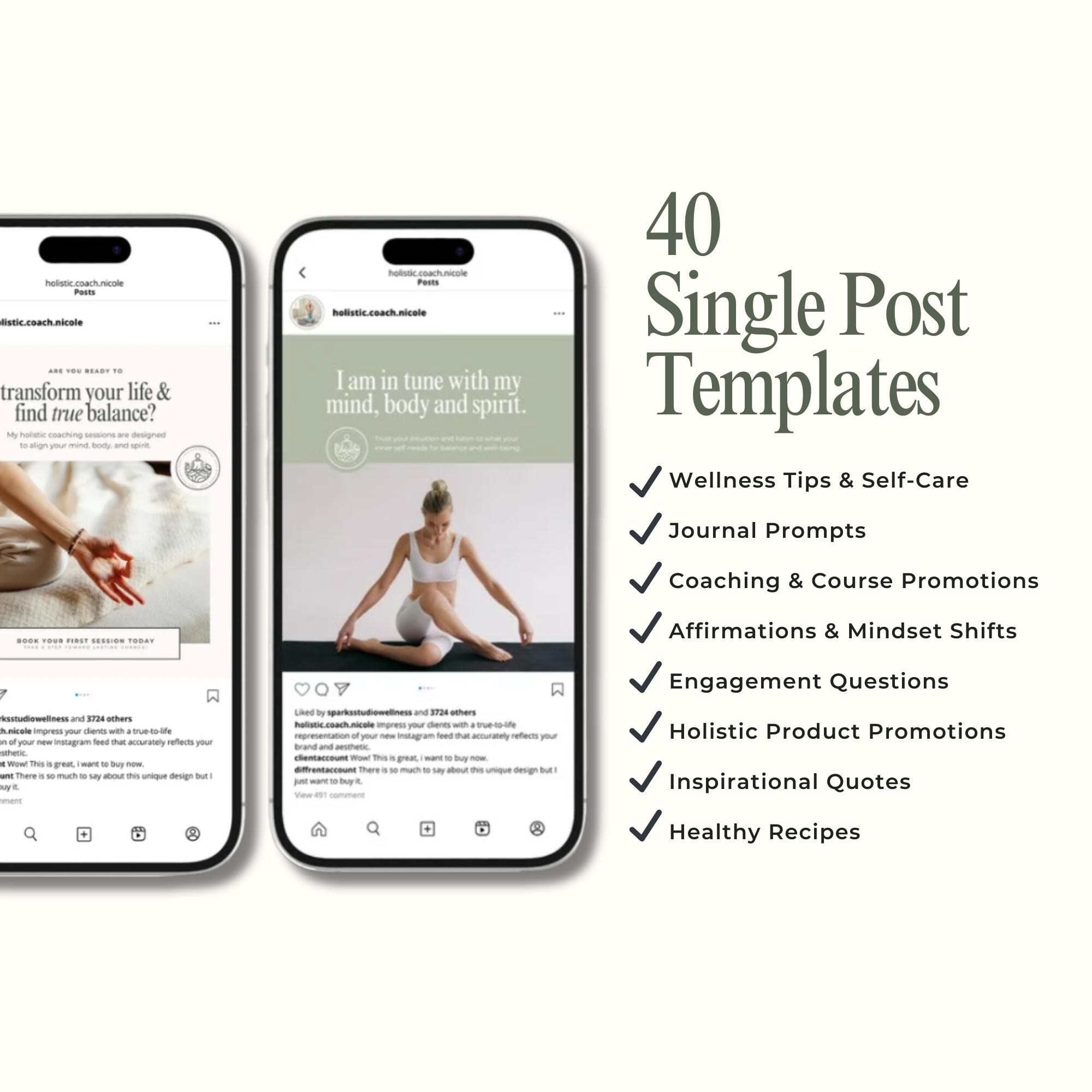 Holistic Wellness Instagram Templates: Canva Social Media Posts ...