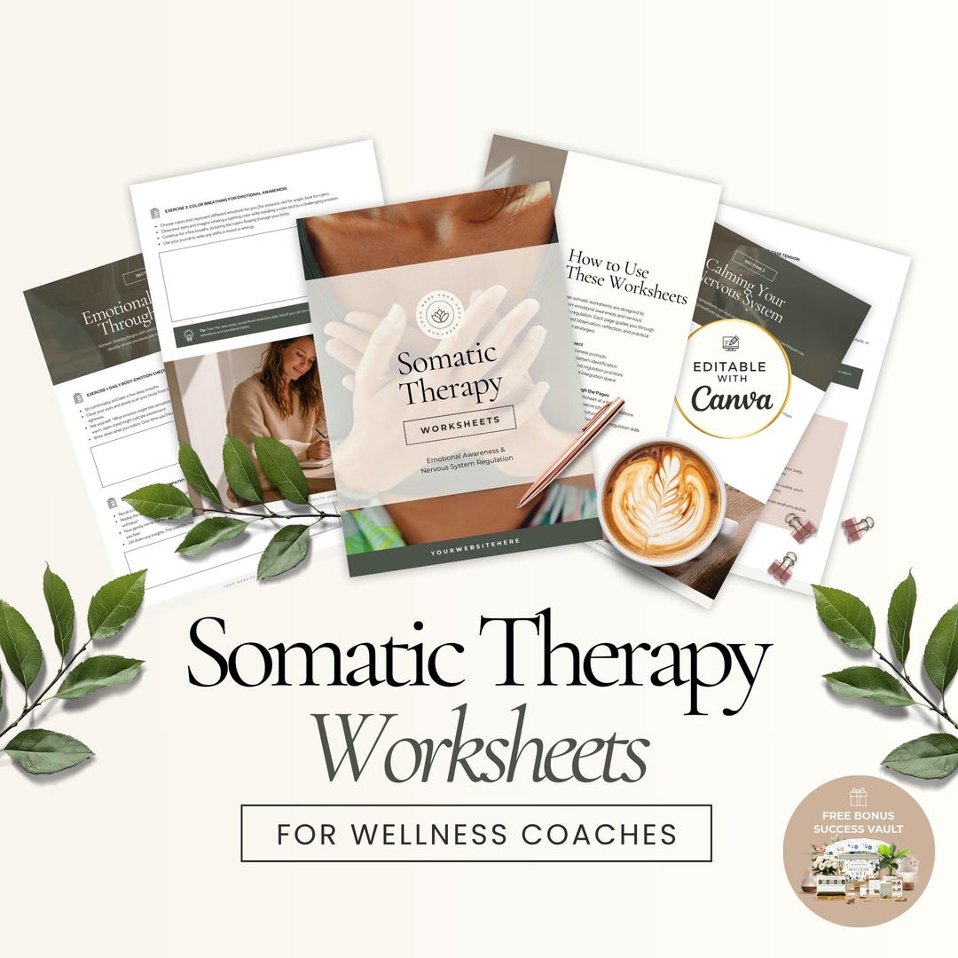 Somatic Therapy Worksheets Canva Template for Coaches, Nervous System ...