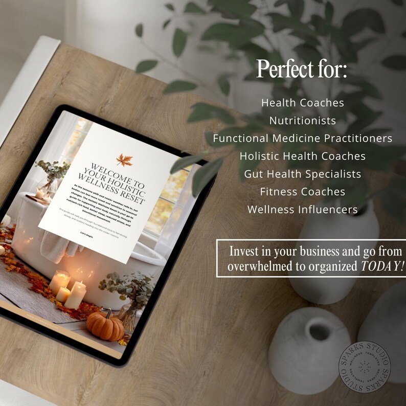 Holistic Health Coaching Ebook Template – Fall Wellness Reset Guide & Workbook, Canva Template for Coaches, Seasonal Client Handout